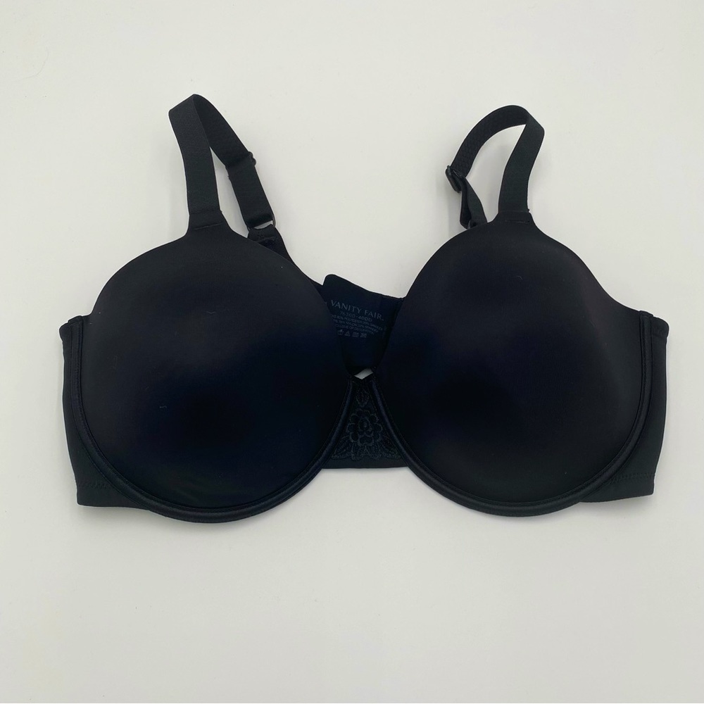 Vanity Fair Women's Under Wire Floral Lace Detail Adjustable Bra Black Size 40DD